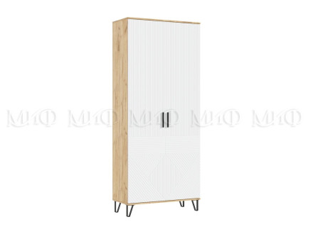 Шкаф двустворчатый Флэш, Браш Вайт/Дуб крафт 