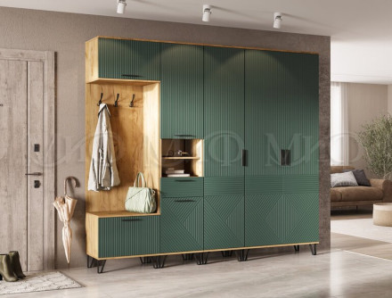 Пенал закрытый Флэш, Мени Грин/Дуб крафт 