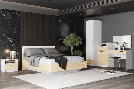 Кровать Оттавия, Белый Фасадный/Дуб Крафт Золотой 